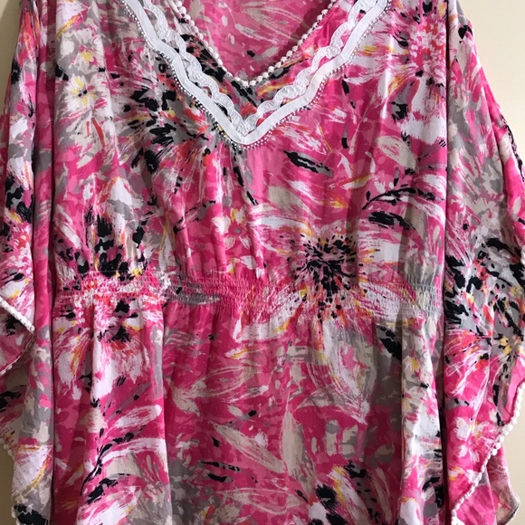 Style & Co Sz 3X Batwing V-Neck Pink Top: 2043 - Picture 3 of 7